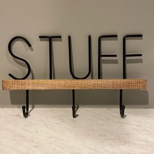 "Stuff" Wood and Metal Hanging Wall Hooks